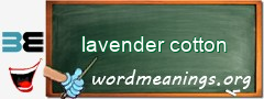 WordMeaning blackboard for lavender cotton